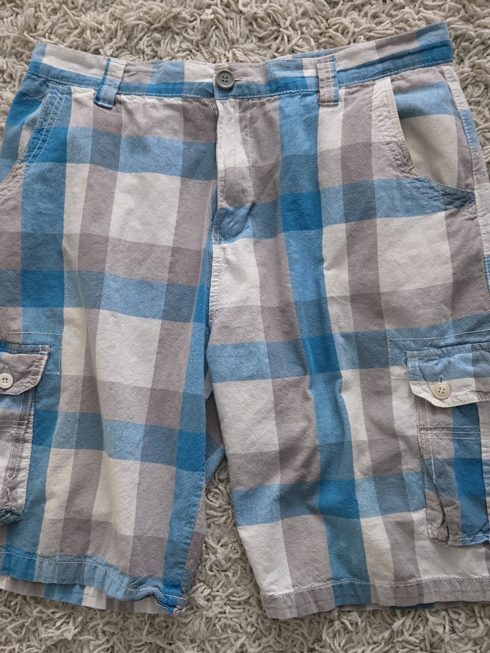 Airwalk Men's Plaid Cargo Shorts - Blue & Gray